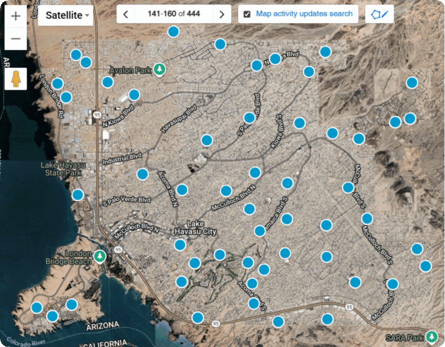 Animated preview of the Lake Havasu MLS map search